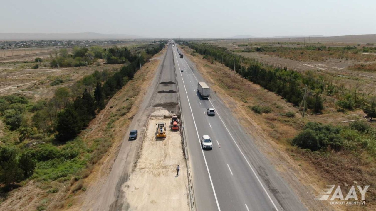 Bakı-Qazax avtomobil yolunda təmir işləri aparılır - FOTOLAR